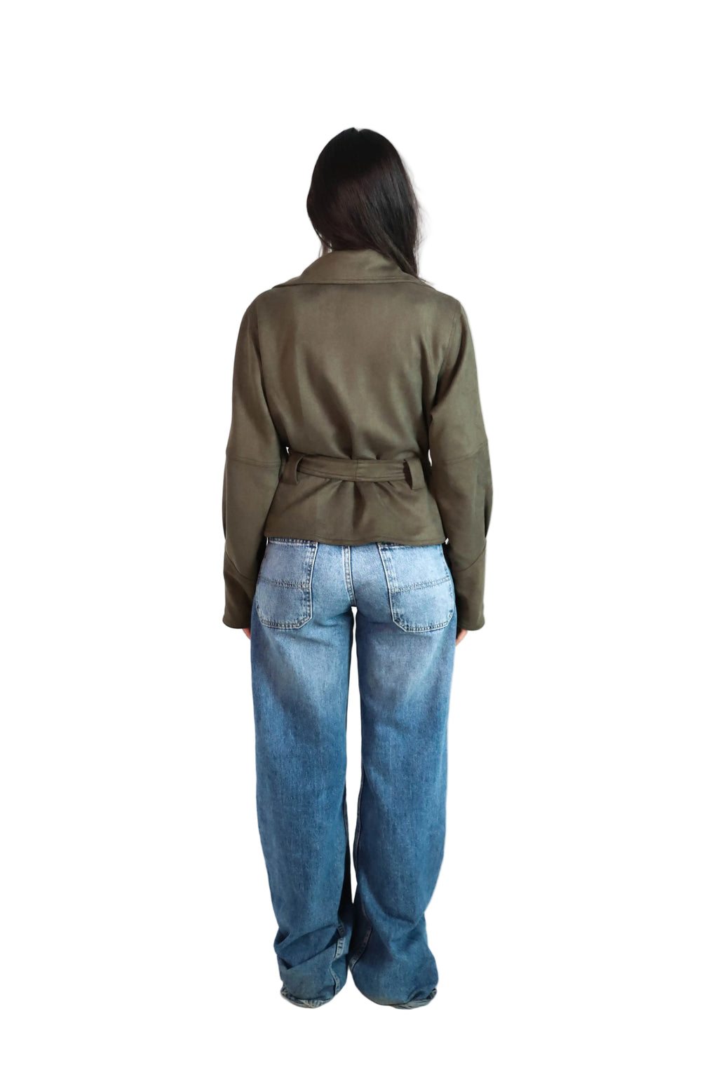 Suede Jacket in Olive