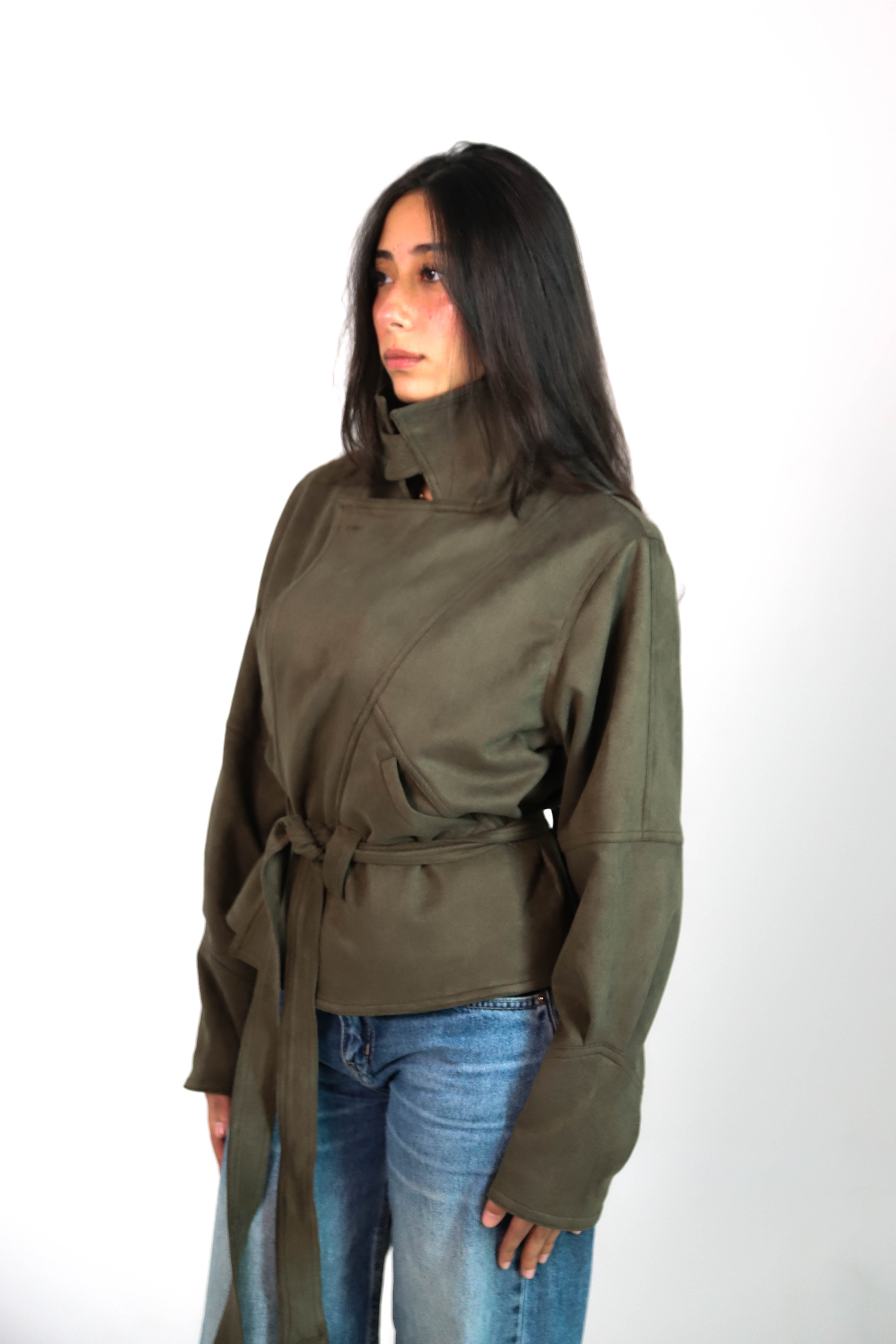 Suede Jacket in Olive